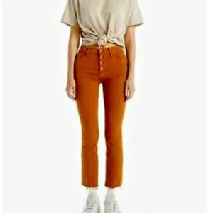 MOTHER Orange Ankle Cropped Jeans with Tailored Fit